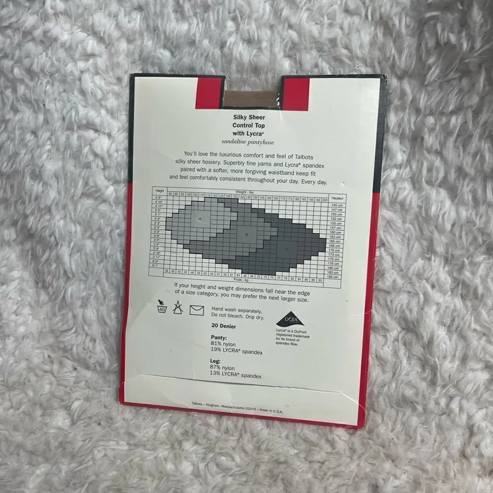 Talbots Silky Ultra Control top Pantyhose with Lycra Size B .Sand color.